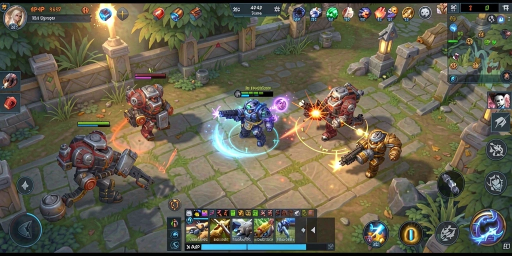 Tampilan gameplay 4P4P dengan aksi strategi yang mendebarkan.