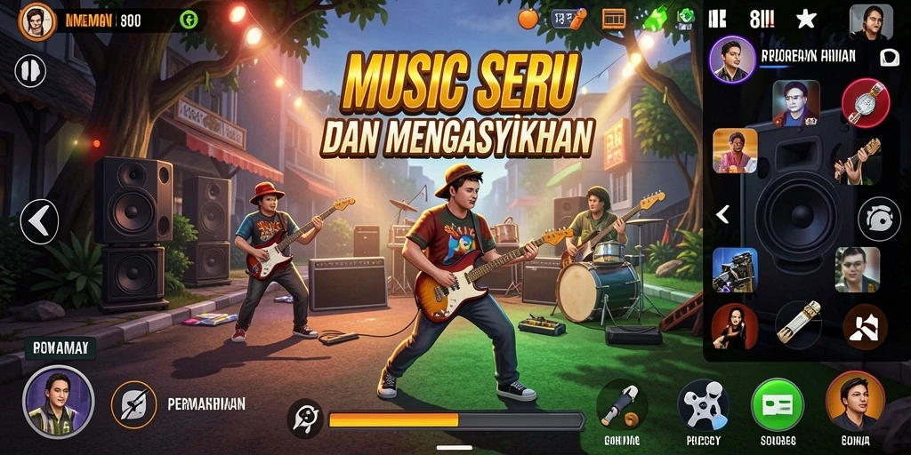 Screenshot permainan 8II menunjukkan gameplay musik yang seru.