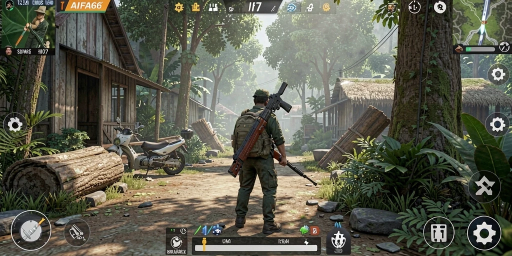Tangkapan layar gameplay AIFA66 yang menunjukkan interaksi karakter.