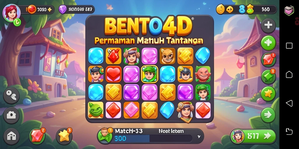 Screenshot BENTO4D menampilkan momen seru dalam permainan Match-3.