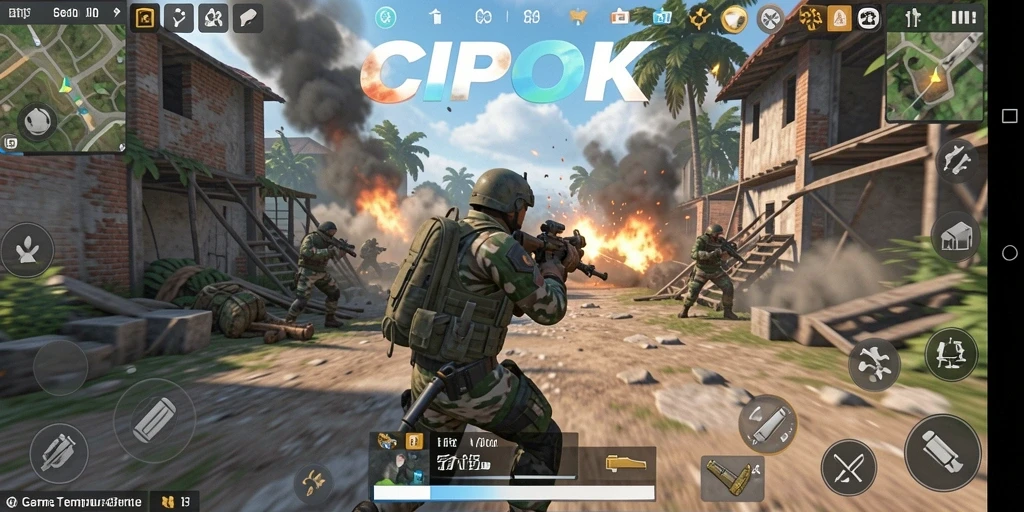 Screenshot utama <strong>CIPOK</strong> menampilkan pertempuran seru dalam TPS.