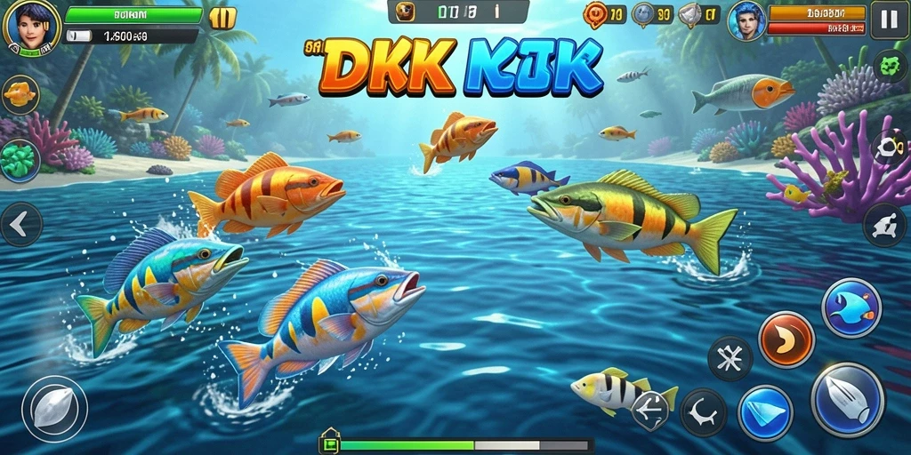 Screenshot DKK menampilkan aksi tembak ikan yang seru dan dinamis.