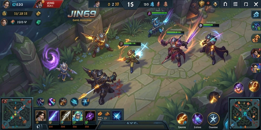 Screenshot catatan permainan MOBA yang mendebarkan di JIN69.