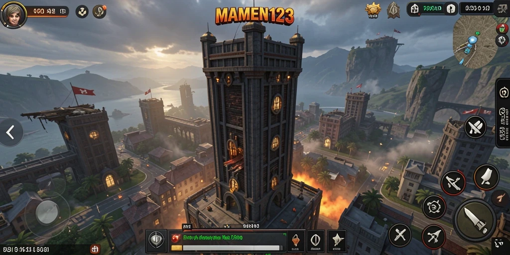 Tangkapan layar gameplay MAMEN123, memperlihatkan aksi pertahanan menara yang seru.