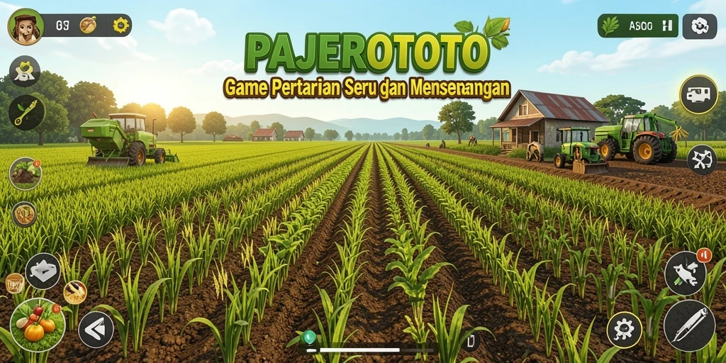 Screenshot utama PAJEROTOTO dengan gameplay pertanian yang menawan.