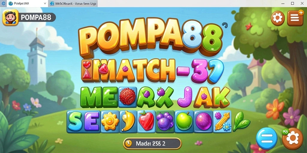 Tangkapan layar POMPA88 menampilkan gameplay Match-3 yang seru.