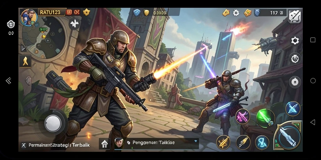 Tampilan menarik dari gameplay strategi epik RATU123.