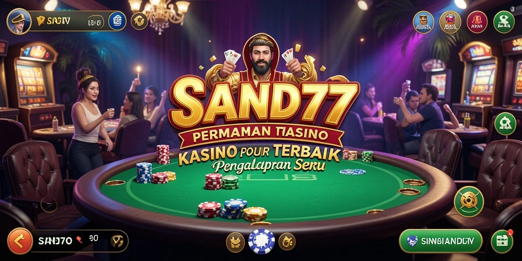 Tampilan utama gameplay Kasino SAND77 penuh warna dan menarik.