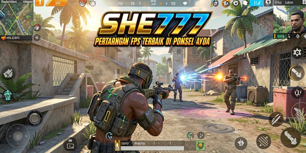 Gameplay SHE777 yang seru dengan aksi tembak-menembak intens.