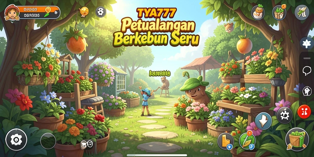 Tampilan screenshot dari gameplay <strong>TYA777</strong> yang penuh warna di kebun.